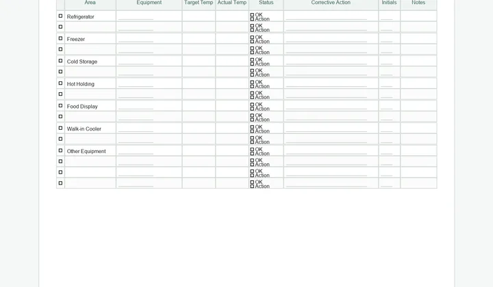 Restaurant Food Temperature Log preview
